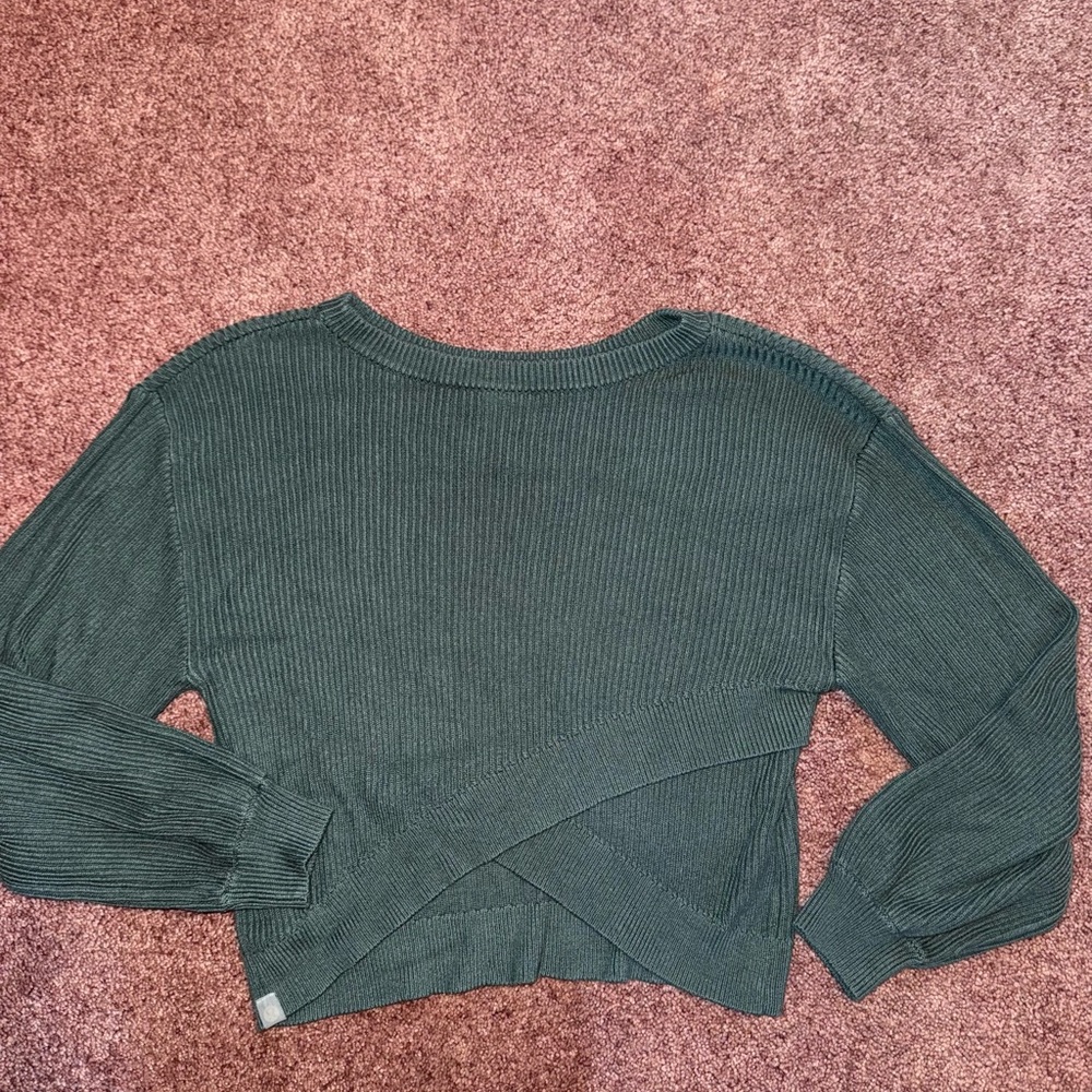 Green Ribbed Knit Sweater - Picture 2 of 3
